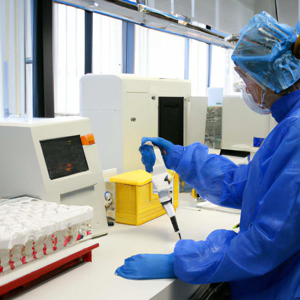 Scientist conducting antibody production research