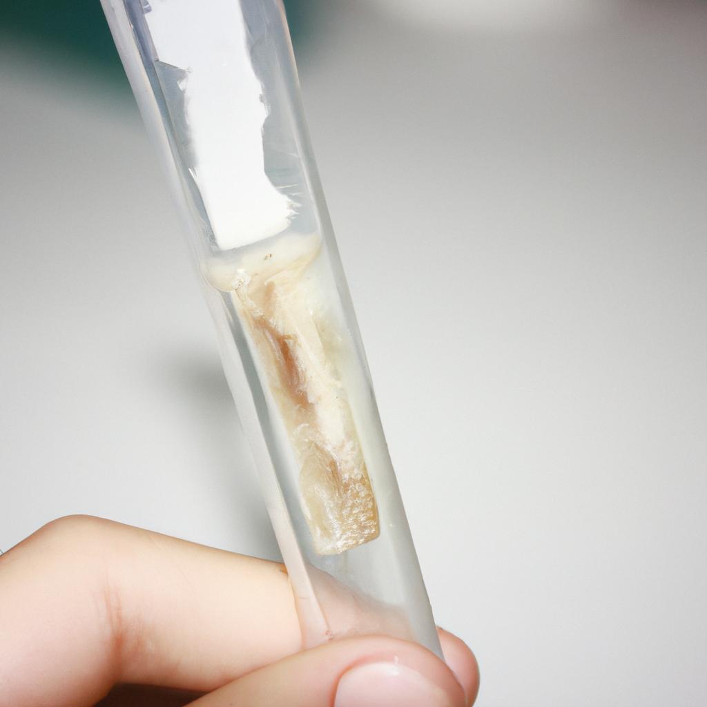 Person examining bone marrow sample
